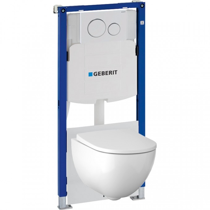 Комплект инсталляция GEBERIT DUOFIX SIGMA с подвесным унитазом ACANTO с сиденьем микролифт и клавишей 500.301.KJ.A